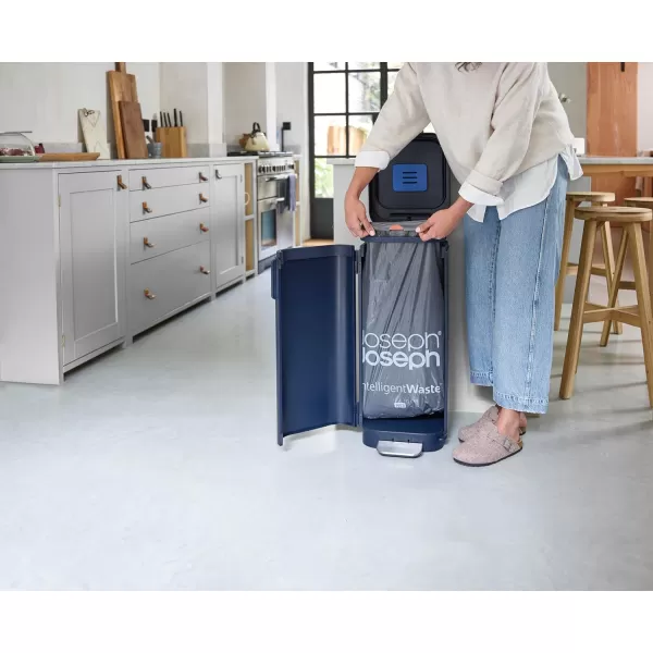 imageJoseph Joseph Porta 40L105 Gallon Convenient Pedal Bin Trash Can  Midnight BlueBlue