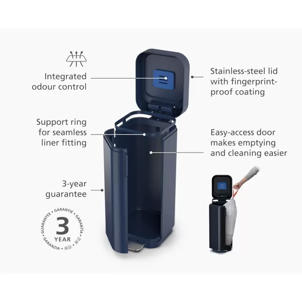 imageJoseph Joseph Porta 40L105 Gallon Convenient Pedal Bin Trash Can  Midnight BlueBlue