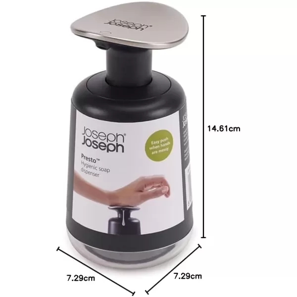 imageJoseph Joseph Presto StainlessSteel Hygienic EasyPush Soap Dispenser with Wide Pump Stainless SteelGrayGray
