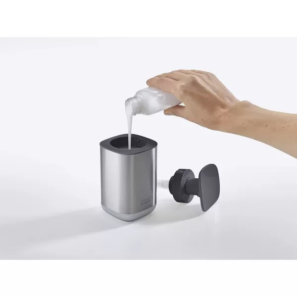 imageJoseph Joseph Presto StainlessSteel Hygienic EasyPush Soap Dispenser with Wide Pump Stainless SteelGrayStainless Steel