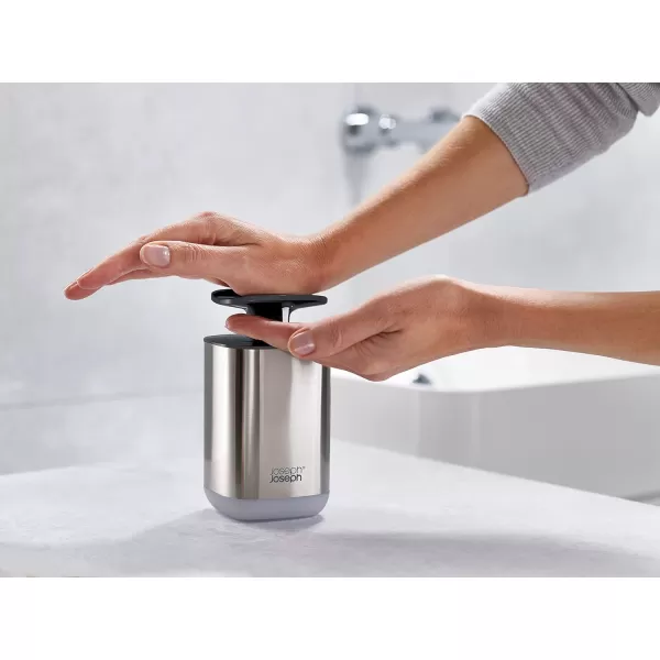 imageJoseph Joseph Presto StainlessSteel Hygienic EasyPush Soap Dispenser with Wide Pump Stainless SteelGrayStainless Steel