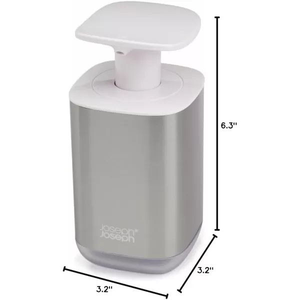 imageJoseph Joseph Presto StainlessSteel Hygienic EasyPush Soap Dispenser with Wide Pump Stainless SteelGrayWhite