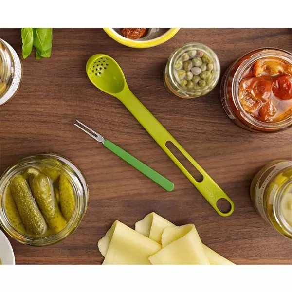 imageJoseph Joseph Scoop ampamp Pick Jar Spoon and Fork Set Plastic Green
