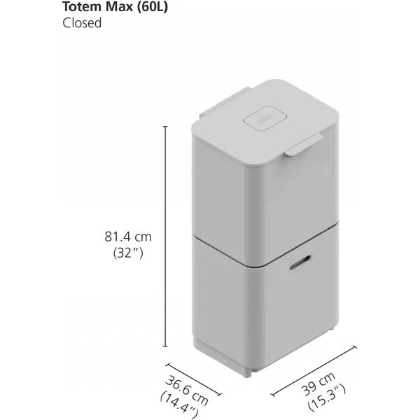 imageJoseph Joseph Totem Compact 40 liter105 Gallon Waste Separation and Recycling Kitchen Trash Can with odor filter and removable food waste caddy Stainless SteelStone