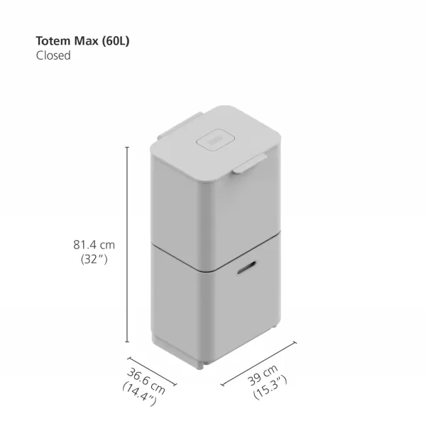 imageJoseph Joseph Totem Compact 40 liter105 Gallon Waste Separation and Recycling Kitchen Trash Can with odor filter and removable food waste caddy Stainless SteelGraphite