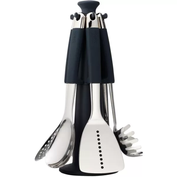 imageJoseph Joseph Elevate Carousel Nylon Kitchen Utensil Set with Rotating Storage Stand 6piece GrayBlack