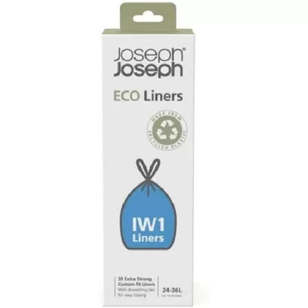 imageJoseph Joseph IW1 2436L 6395 Gallon Eco Liners Recycled Bin Liner Trash Bags 20 Pack  Grey