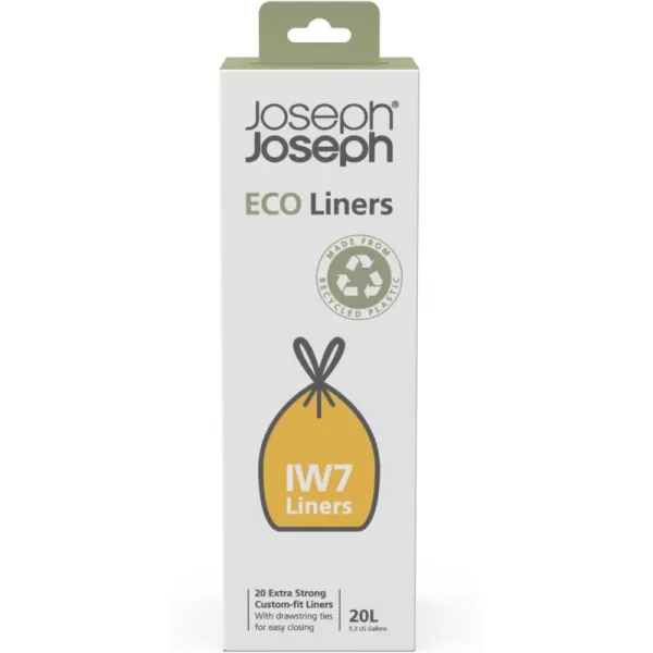 imageJoseph Joseph IW7 20L52 Gallon Eco Liners Recycled Trash Bags 20 Pack  Grey