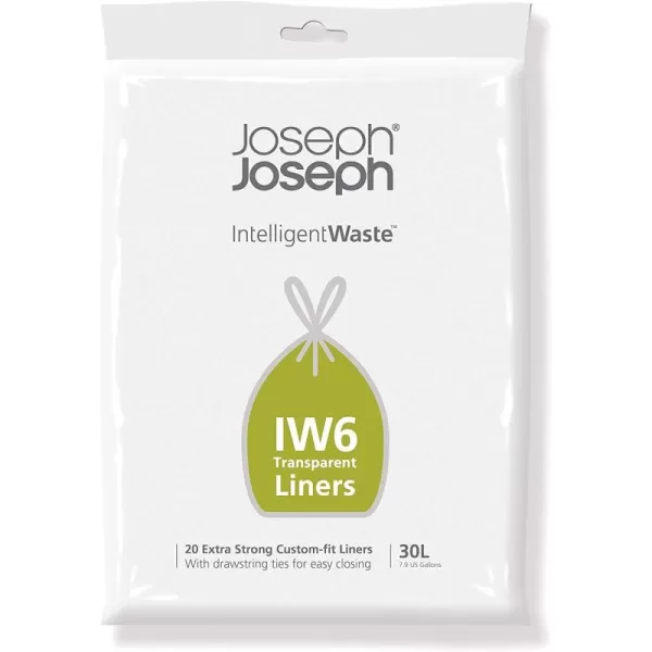 imageJoseph Joseph Intelligent Waste IW6 30 Liters 79 US Gallons Customfit ExtraStrong Trash Bags Totem Max ampamp Totem Pop 60L Models 20 pcs Transparent