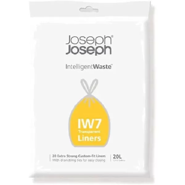 imageJoseph Joseph Intelligent Waste IW7 20L 52 US Gallons CustomFit ExtraStrong Trash Bags Totem Compact ampamp Totem Pop 40L Models 20 pcs Transparent