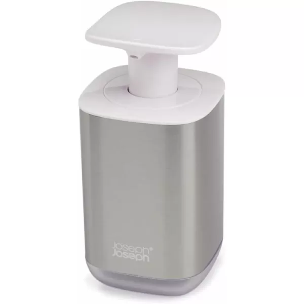 imageJoseph Joseph Presto StainlessSteel Hygienic EasyPush Soap Dispenser with Wide Pump Stainless SteelGrayWhite