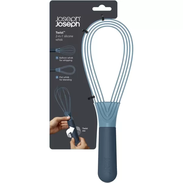 imageJoseph Joseph 981000 Twist Whisk 2In1 Collapsible Balloon and Flat Whisk Silicone Coated Steel Wire SkyBlue