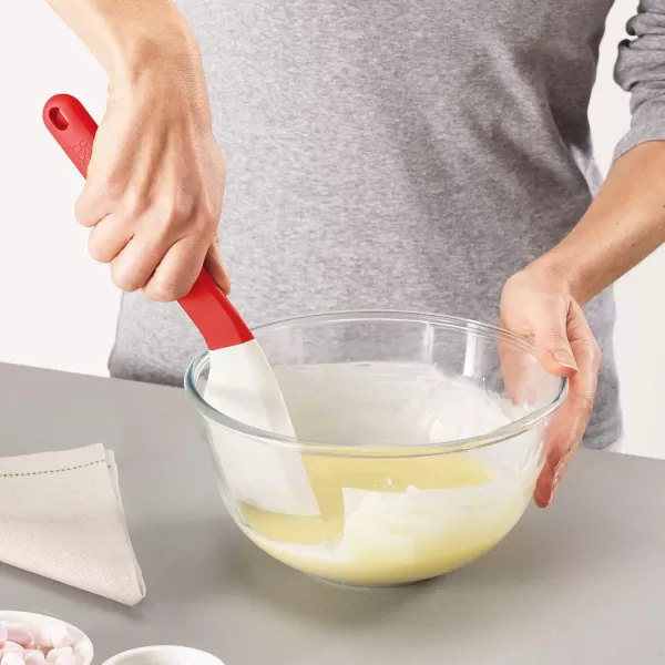 imageJoseph Joseph Duo Silicone Spatula Ergonomically Shaped HeatResistant Silicone Head Perfect for Mixing Bowls ampamp NonStick Cookware OpalRed Grey
