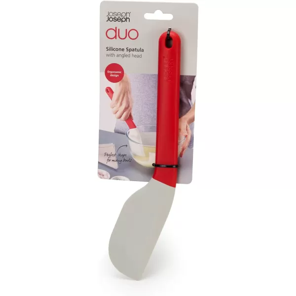 imageJoseph Joseph Duo Silicone Spatula Ergonomically Shaped HeatResistant Silicone Head Perfect for Mixing Bowls ampamp NonStick Cookware OpalRed Grey