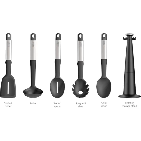 imageJoseph Joseph Elevate 5piece Silicone Kitchen Utensils Carousel BPA Free Heat Resistant Non Stick Utensil Set Weighted Stainless Steel Handles