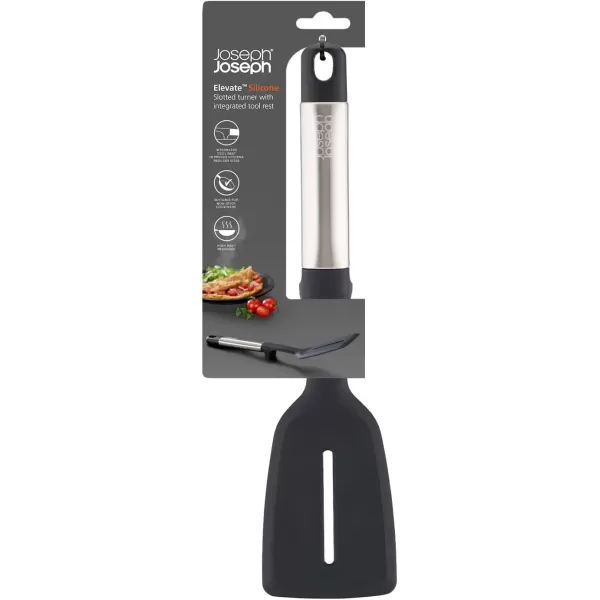 imageJoseph Joseph Elevate Silicone Slotted Turner with Integrated Tool Rest One Size Stainless Steel