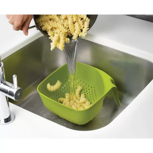 imageJoseph Joseph Square Colander Stackable with EasyPour Corners and Vertical Handle Medium WhiteGreen