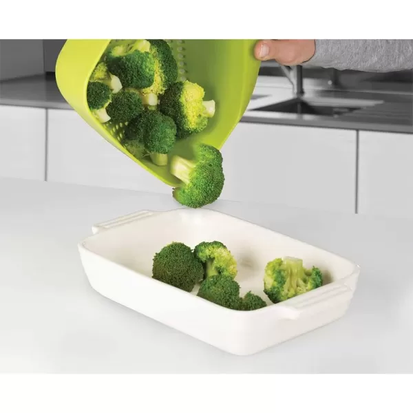 imageJoseph Joseph Square Colander Stackable with EasyPour Corners and Vertical Handle Medium WhiteGreen