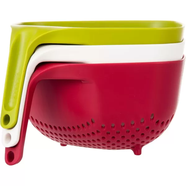 imageJoseph Joseph Square Colander Stackable with EasyPour Corners and Vertical Handle Medium WhiteRed