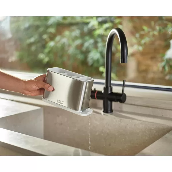 imageJoseph Joseph Surface Kitchen Sink Silverware Drainer Utensil Cutlery and Kitchen Gadgets Holder with draining Base Kitchen Storage Organizer Stainless Steel