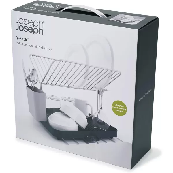 imageJoseph Joseph YRack Dish Rack and Drain Board Set with Cutlery Organizer Drainer Drying Tray Large GrayGray