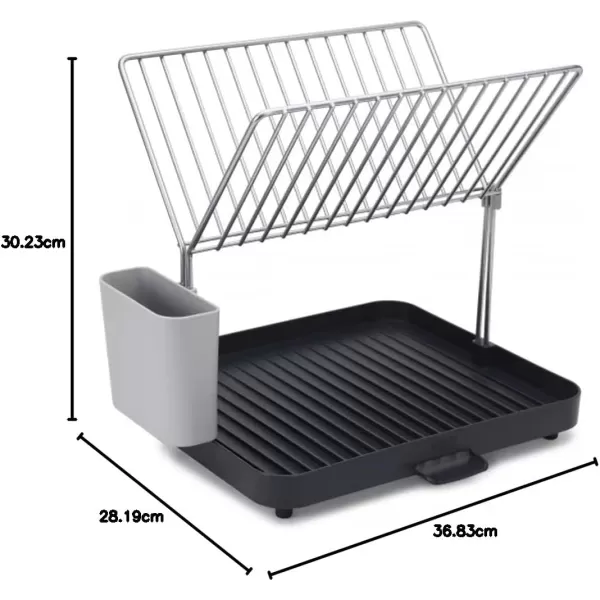 imageJoseph Joseph YRack Dish Rack and Drain Board Set with Cutlery Organizer Drainer Drying Tray Large GrayGray