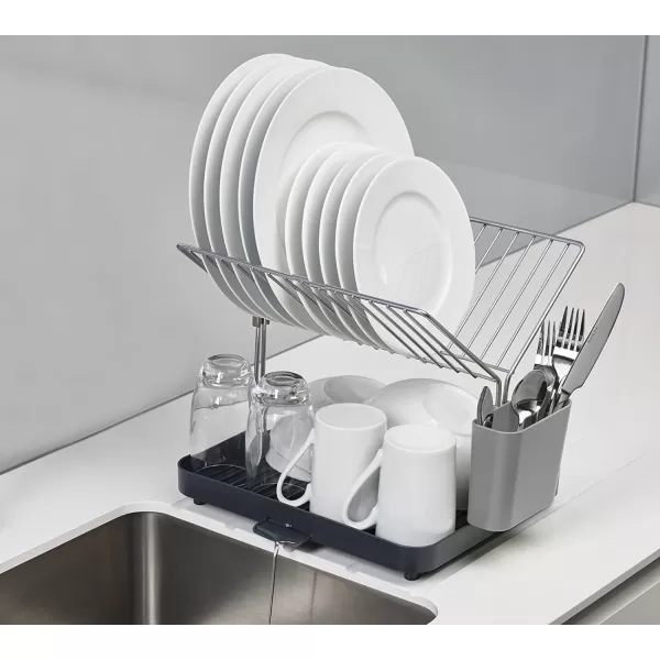 imageJoseph Joseph YRack Dish Rack and Drain Board Set with Cutlery Organizer Drainer Drying Tray Large GrayGray