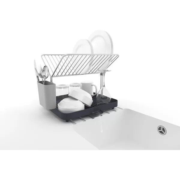 imageJoseph Joseph YRack Dish Rack and Drain Board Set with Cutlery Organizer Drainer Drying Tray Large GrayGray