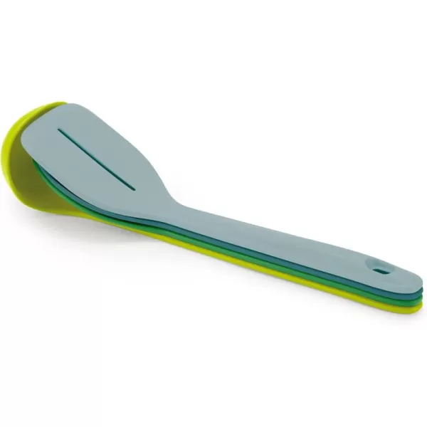 imageJoseph Joseph Duo 4Piece Utensil Set HeatResistant Set with Ladle Solid ampamp Slotted Spoons and Turner Handles Clip for Organized Storage Opal
