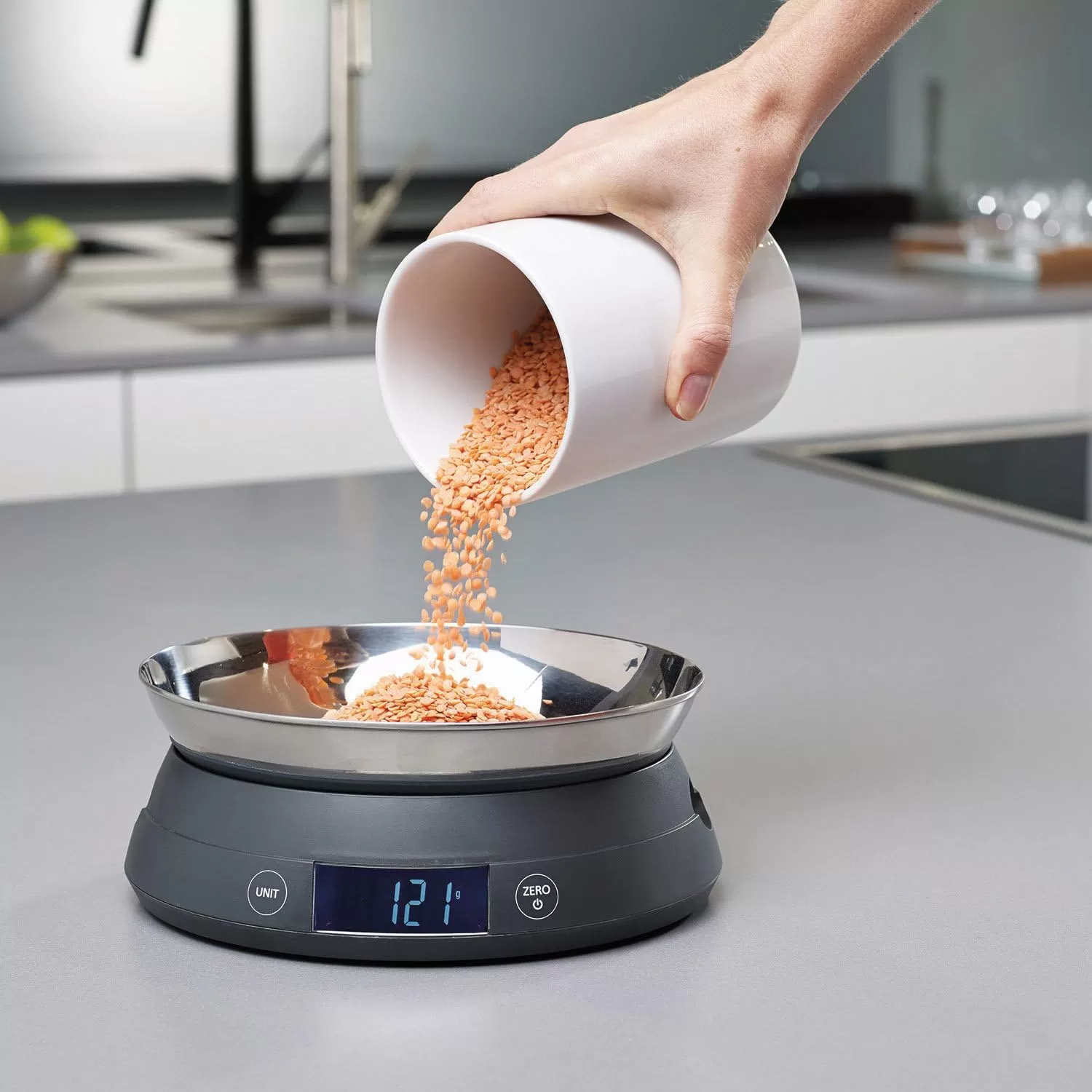 imageJoseph Joseph 40054 SwitchScale Digital Scale with Reversible Lid Gray