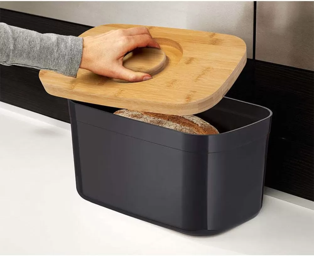 imageJoseph Joseph Bread Box with Removable Bamboo Cutting BoardWhiteBlack