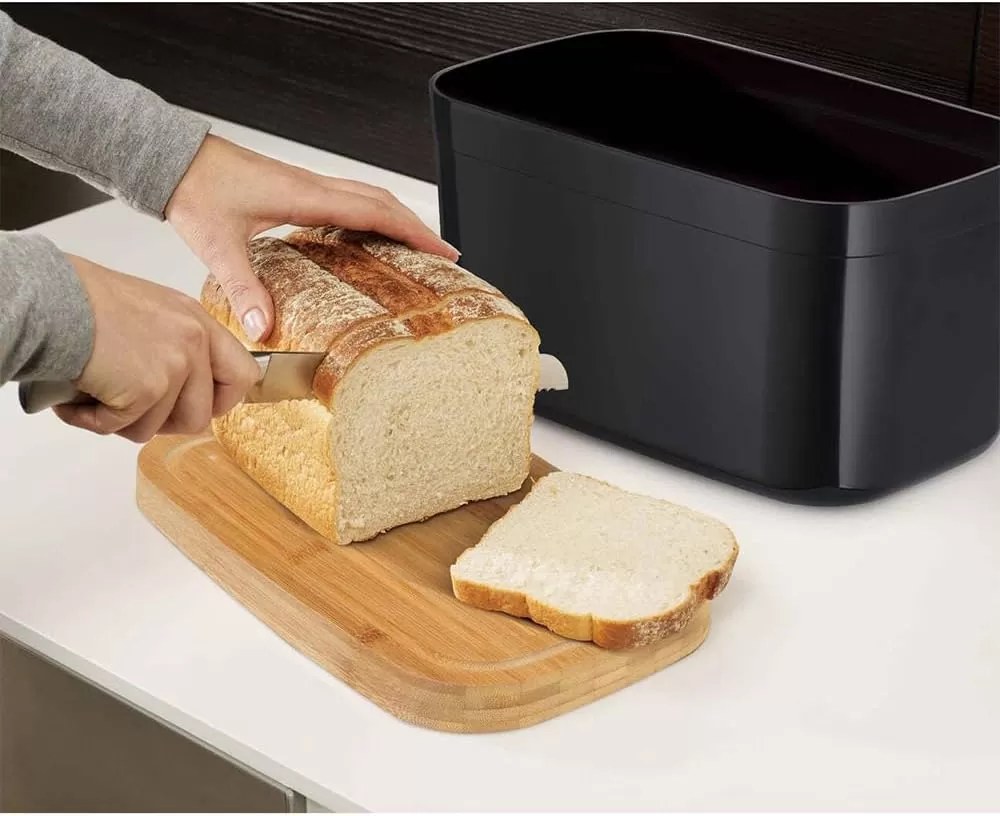 imageJoseph Joseph Bread Box with Removable Bamboo Cutting BoardWhiteBlack
