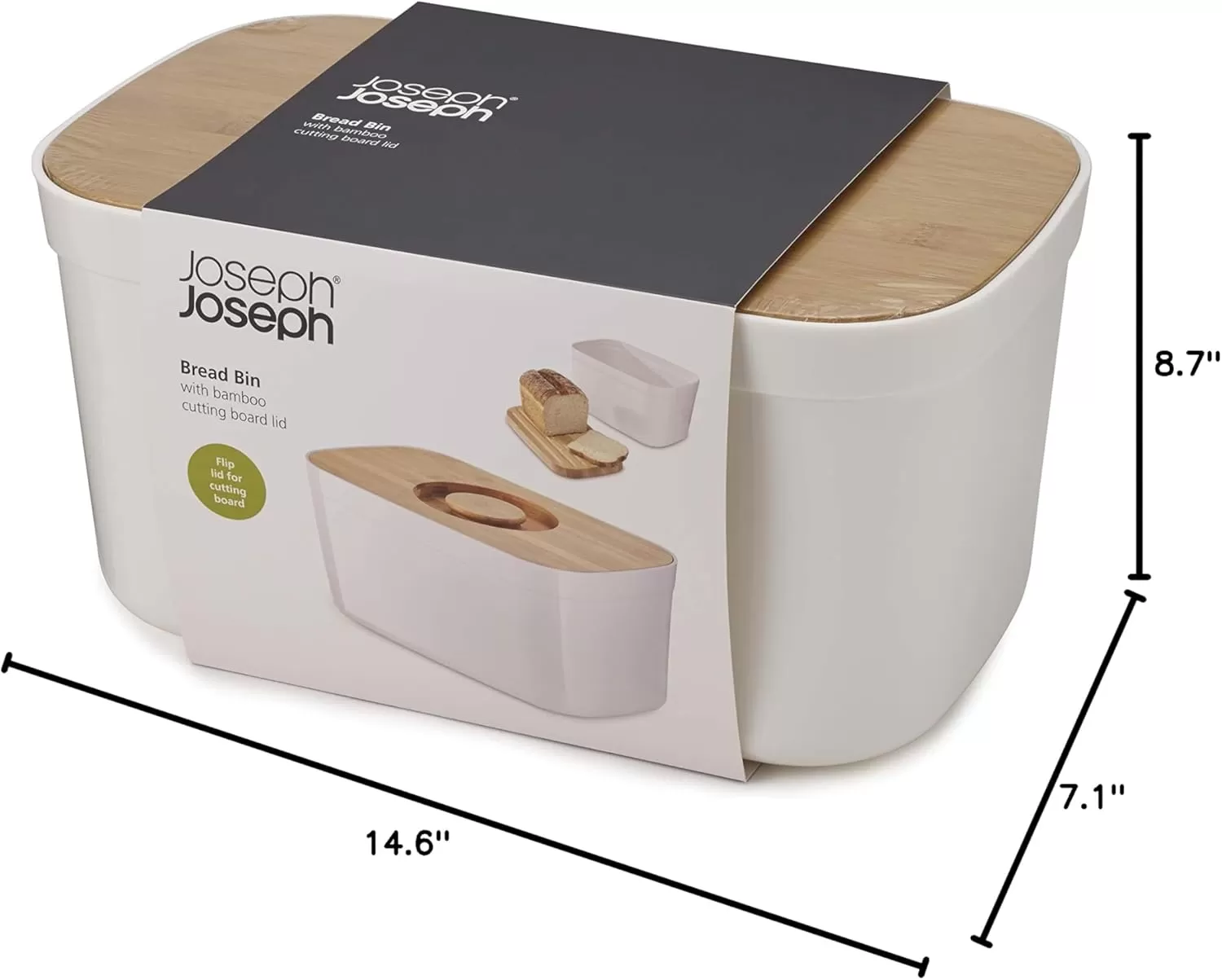 imageJoseph Joseph Bread Box with Removable Bamboo Cutting BoardWhiteWhite