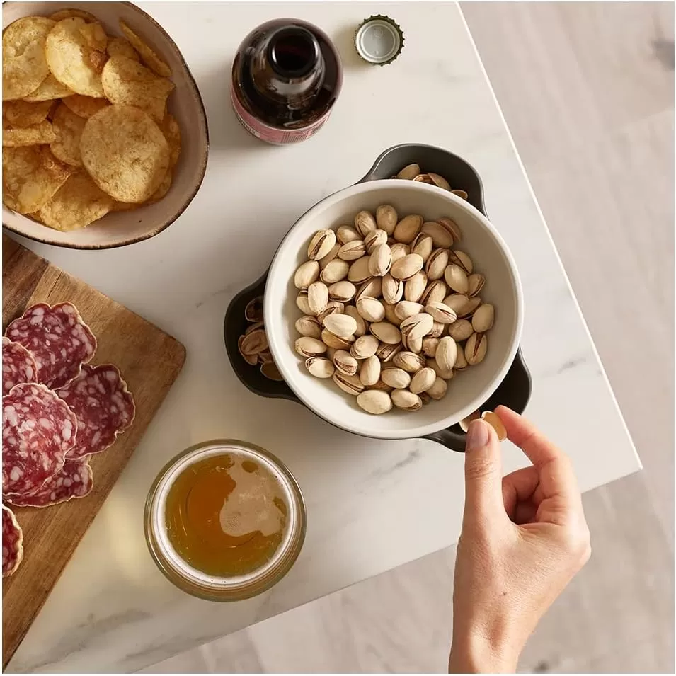 imageJoseph Joseph Double Dish Pistachio Bowl and Snack Serving Bowl Gray with Food Waste Compartment BPAFree  GrayGray
