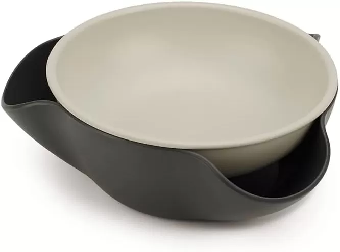 imageJoseph Joseph Double Dish Pistachio Bowl and Snack Serving Bowl Gray with Food Waste Compartment BPAFree  GrayGray