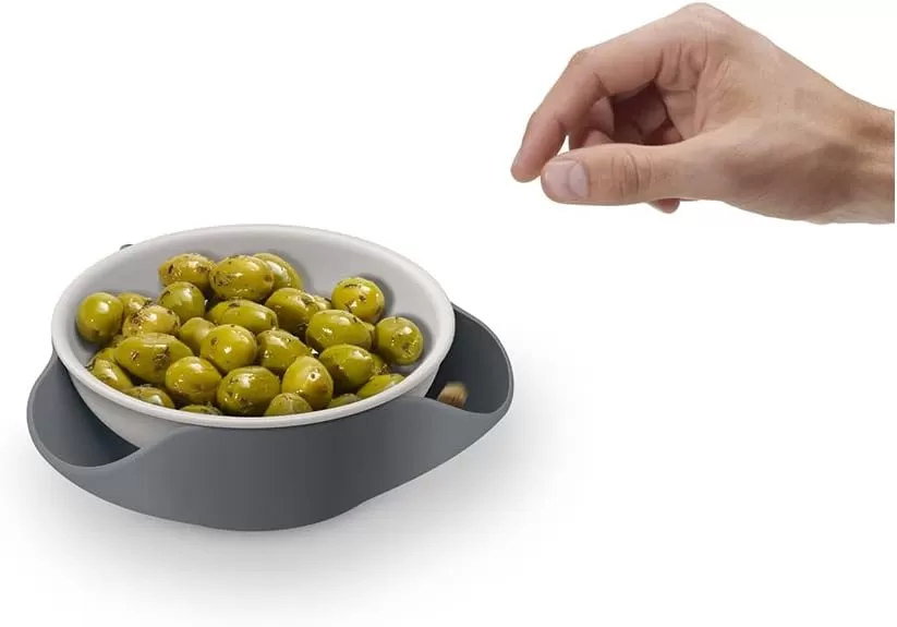 imageJoseph Joseph Double Dish Pistachio Bowl and Snack Serving Bowl Gray with Food Waste Compartment BPAFree  GrayGray