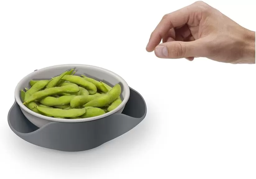 imageJoseph Joseph Double Dish Pistachio Bowl and Snack Serving Bowl Gray with Food Waste Compartment BPAFree  GrayGray
