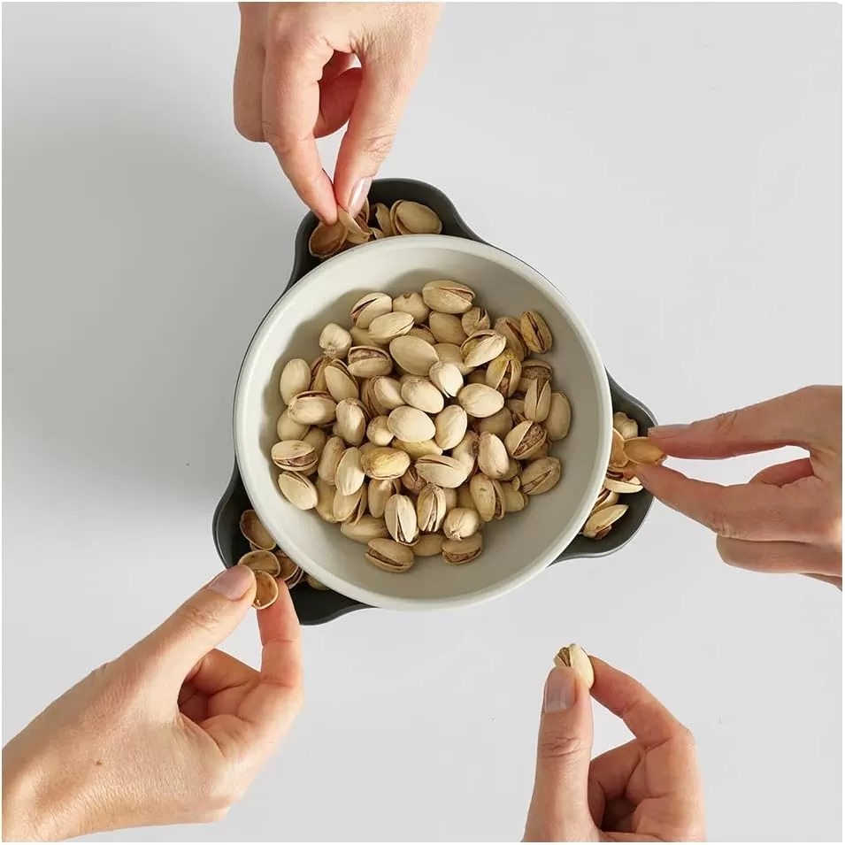 imageJoseph Joseph Double Dish Pistachio Bowl and Snack Serving Bowl Gray with Food Waste Compartment BPAFree  GrayGray