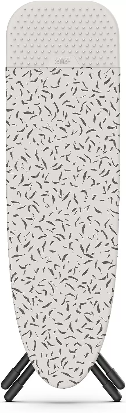 imageJoseph Joseph Glide Plus Ironing Board 130 x 38cm with Compact Adjustable Legs and Integrated Heat Resistant Steam Iron Rest Printed Antidrip Super Absorbent Cotton Cover Ecru Scatter