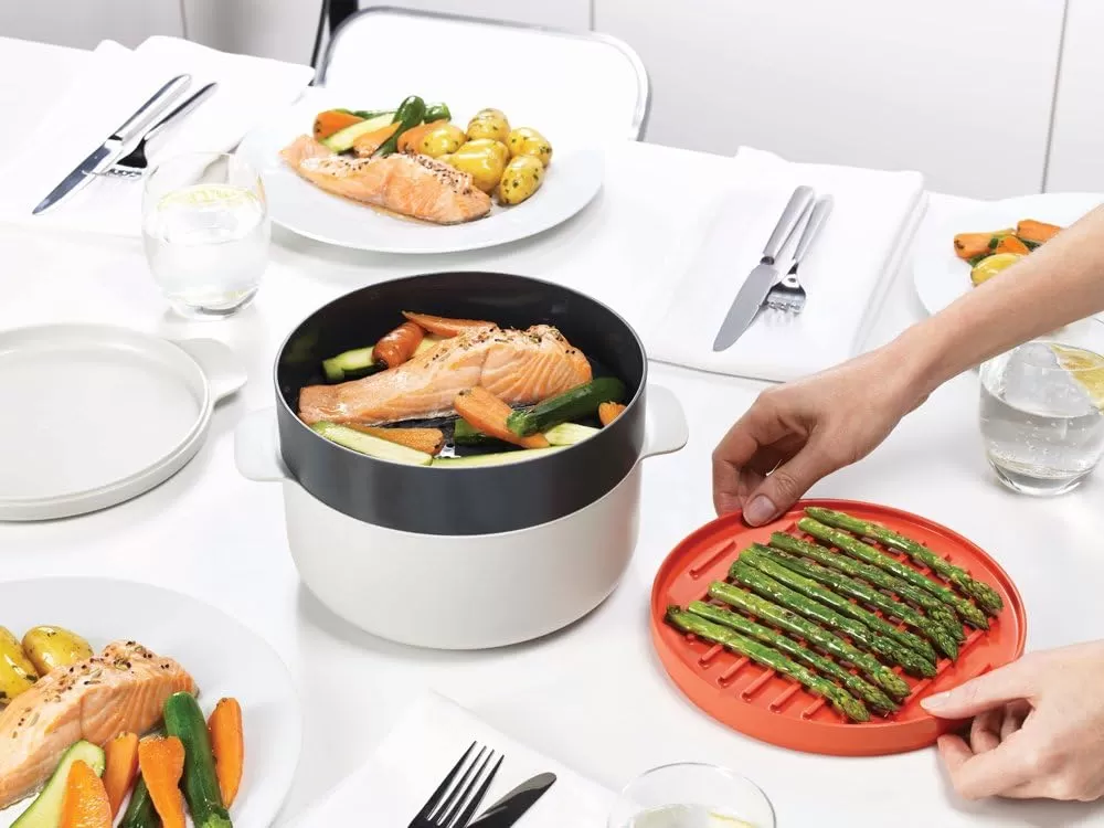 imageJoseph Joseph MCuisine Microwave Rice Cooker Steamer  StoneOrange 2 LiterCooking Set