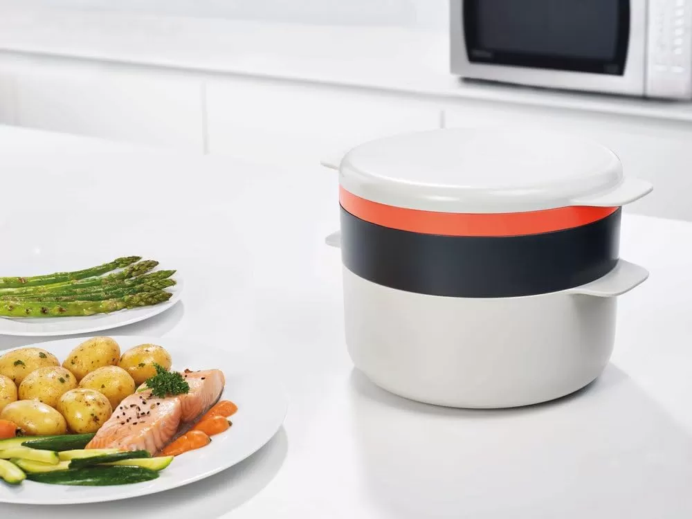 imageJoseph Joseph MCuisine Microwave Rice Cooker Steamer  StoneOrange 2 LiterCooking Set