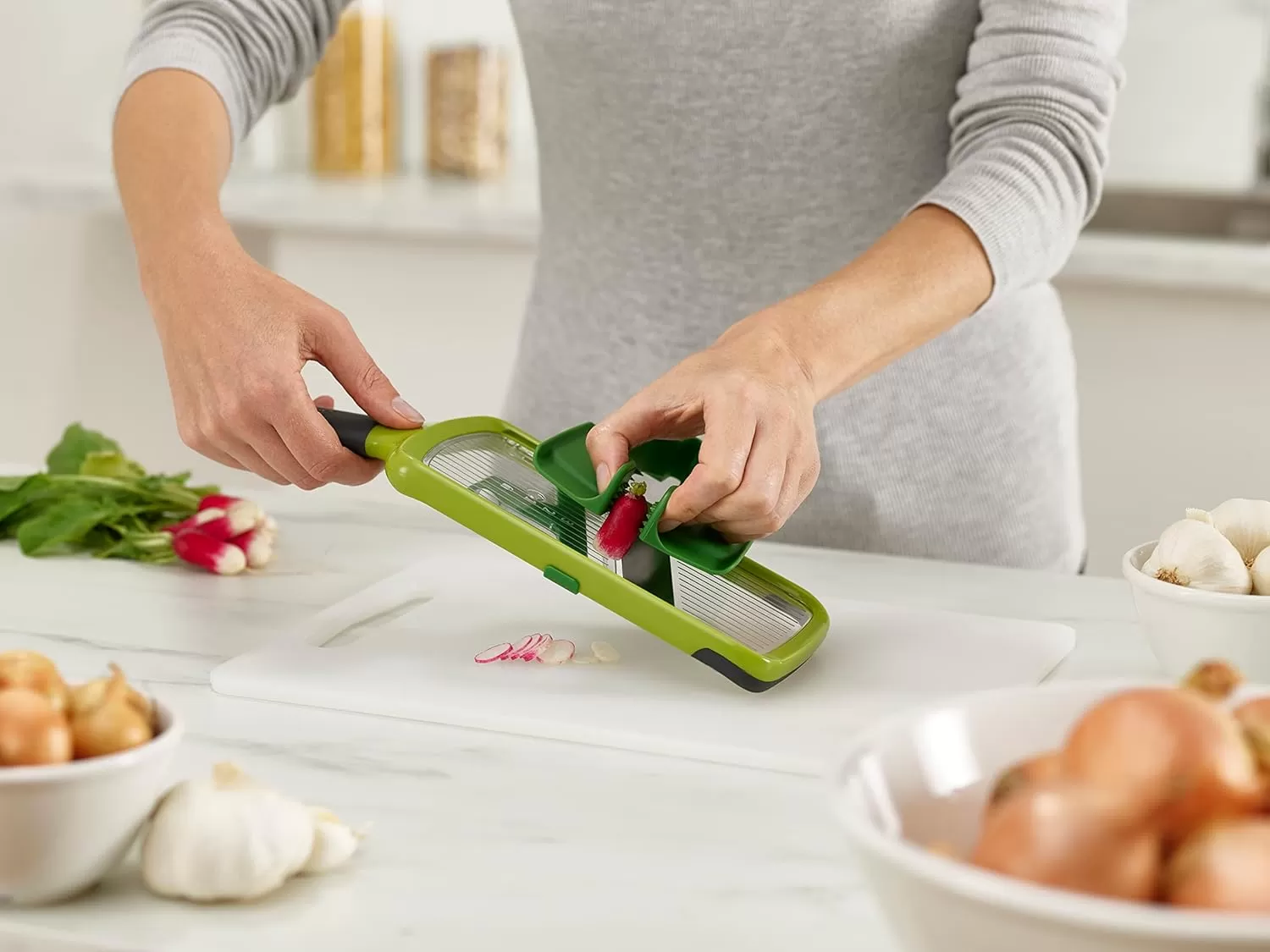 imageJoseph Joseph Multi Handheld Mandoline Slicer with Food Grip and Adjustable Blades Dishwasher Safe Onesize GreenStandard