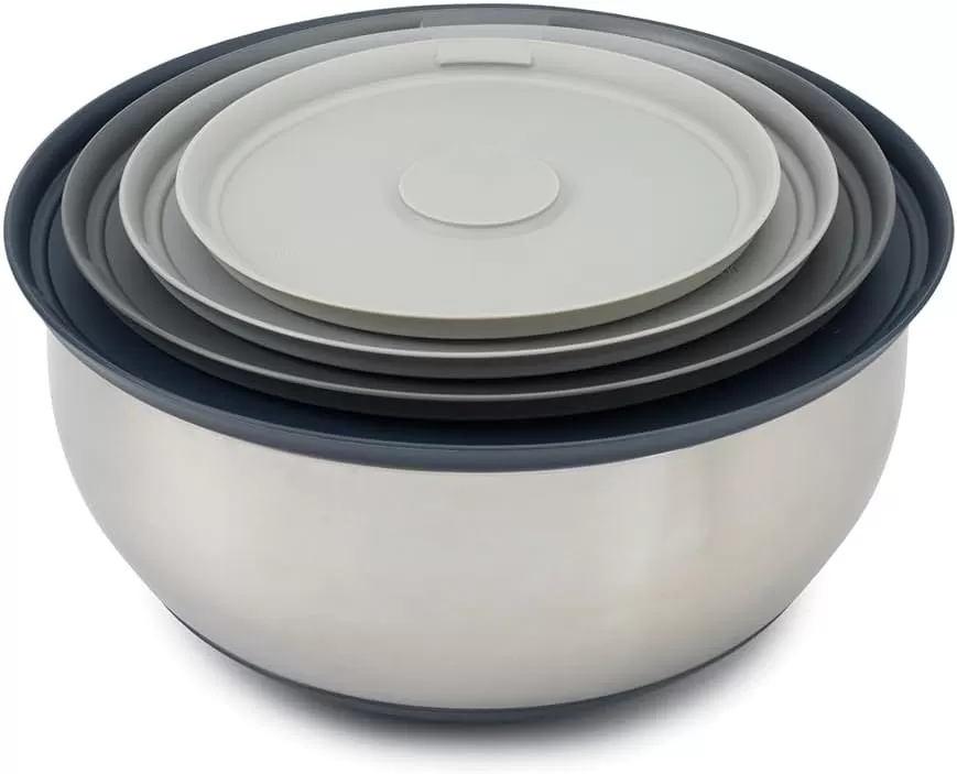 imageJoseph Joseph Nest 100 Prep ampamp Store Mixing Bowl Set with Lids 4piece Stainless Steel4piece mixing bowl set