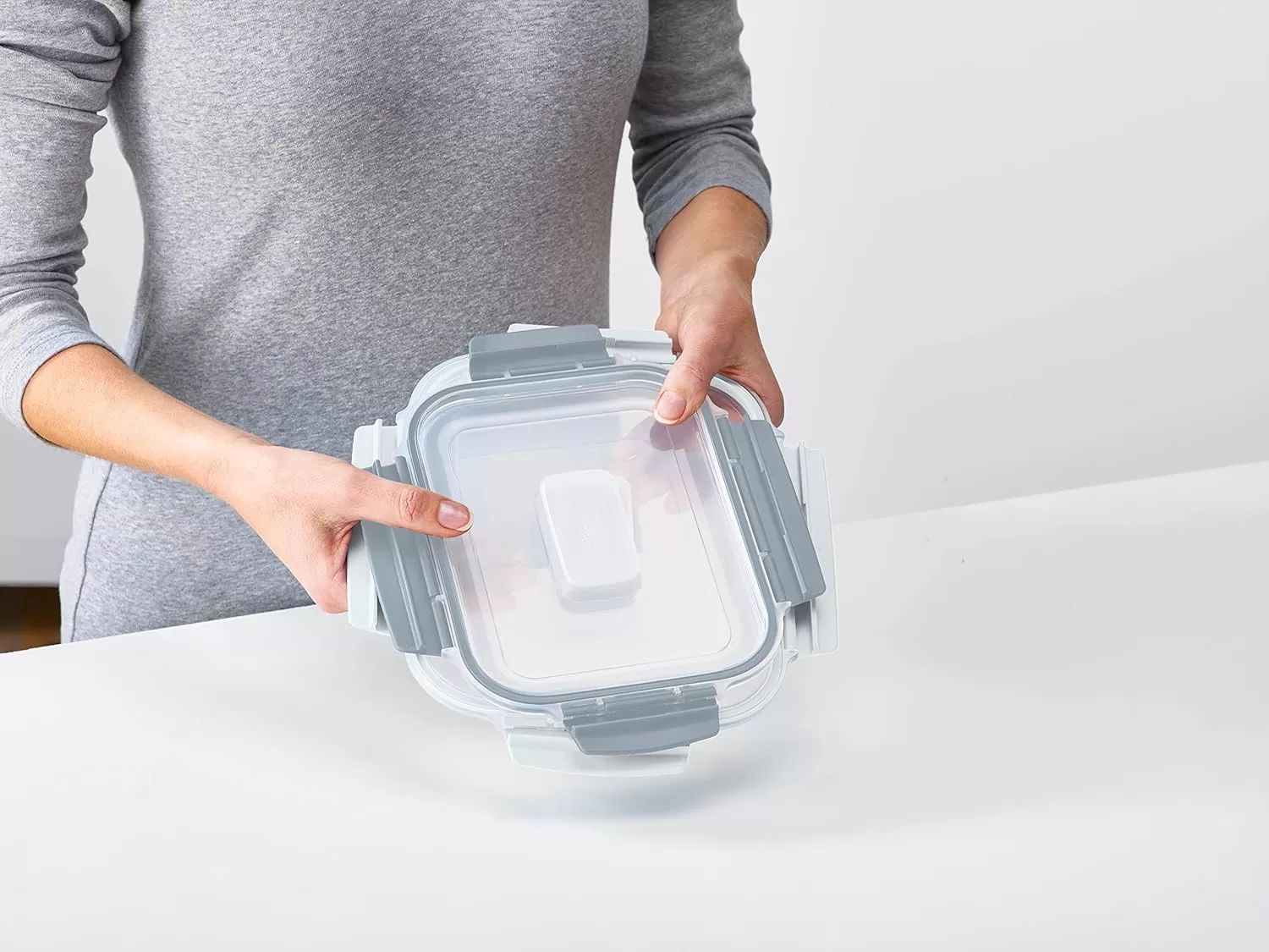 imageJoseph Joseph Nest Lock 5 Piece Plastic Food Kitchen Storage Container set with lids Leak Proof Airtight Space Saving BPA free MulticolourBlue