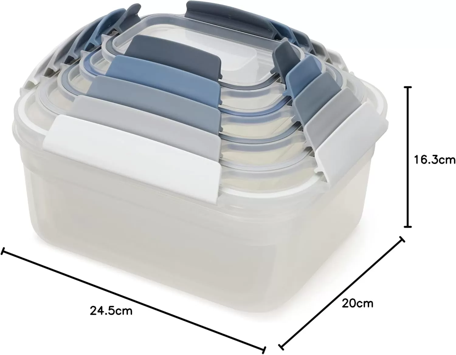 imageJoseph Joseph Nest Lock 5 Piece Plastic Food Kitchen Storage Container set with lids Leak Proof Airtight Space Saving BPA free MulticolourBlue