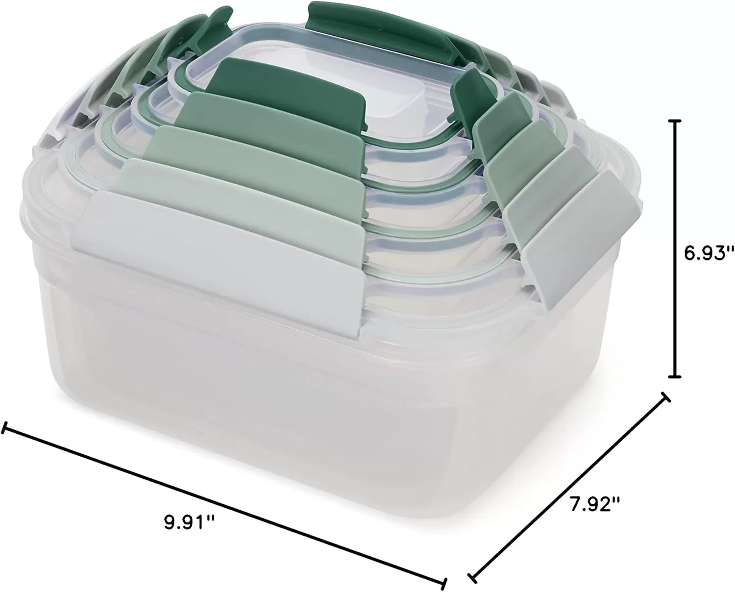 imageJoseph Joseph Nest Lock 5 Piece Plastic Food Kitchen Storage Container set with lids Leak Proof Airtight Space Saving BPA free MulticolourGreen