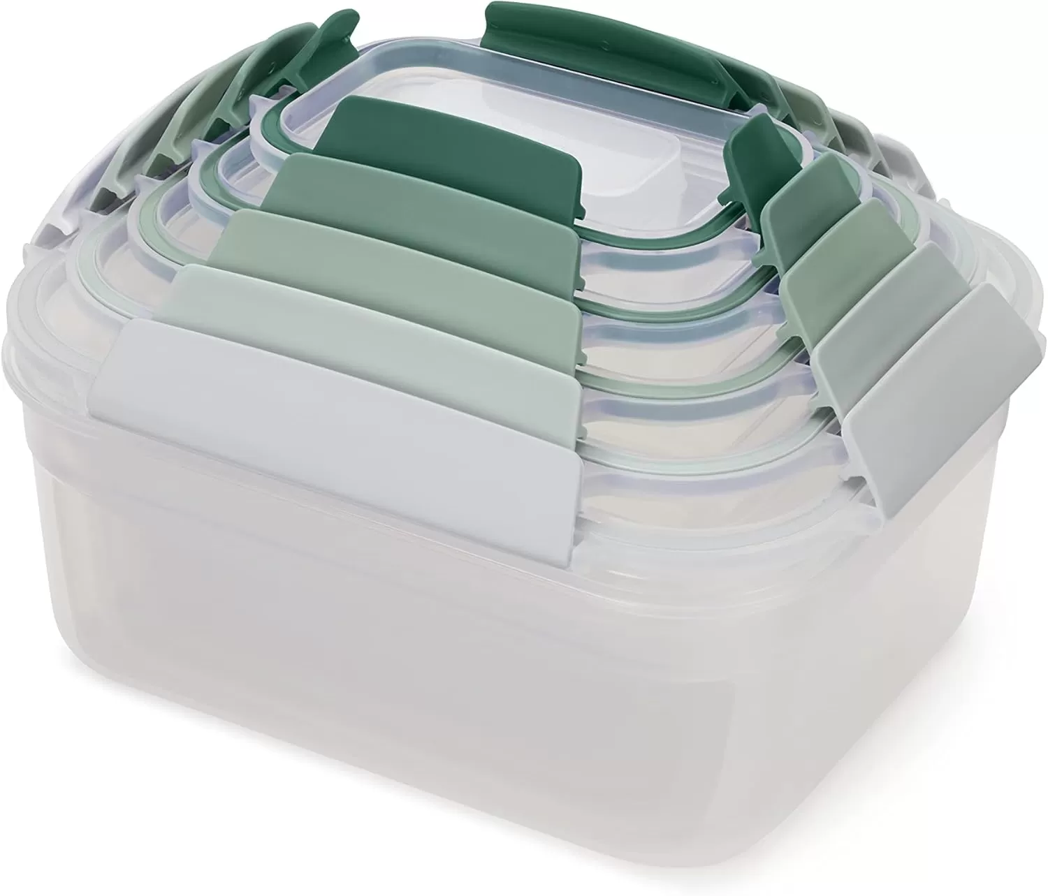 imageJoseph Joseph Nest Lock 5 Piece Plastic Food Kitchen Storage Container set with lids Leak Proof Airtight Space Saving BPA free MulticolourGreen