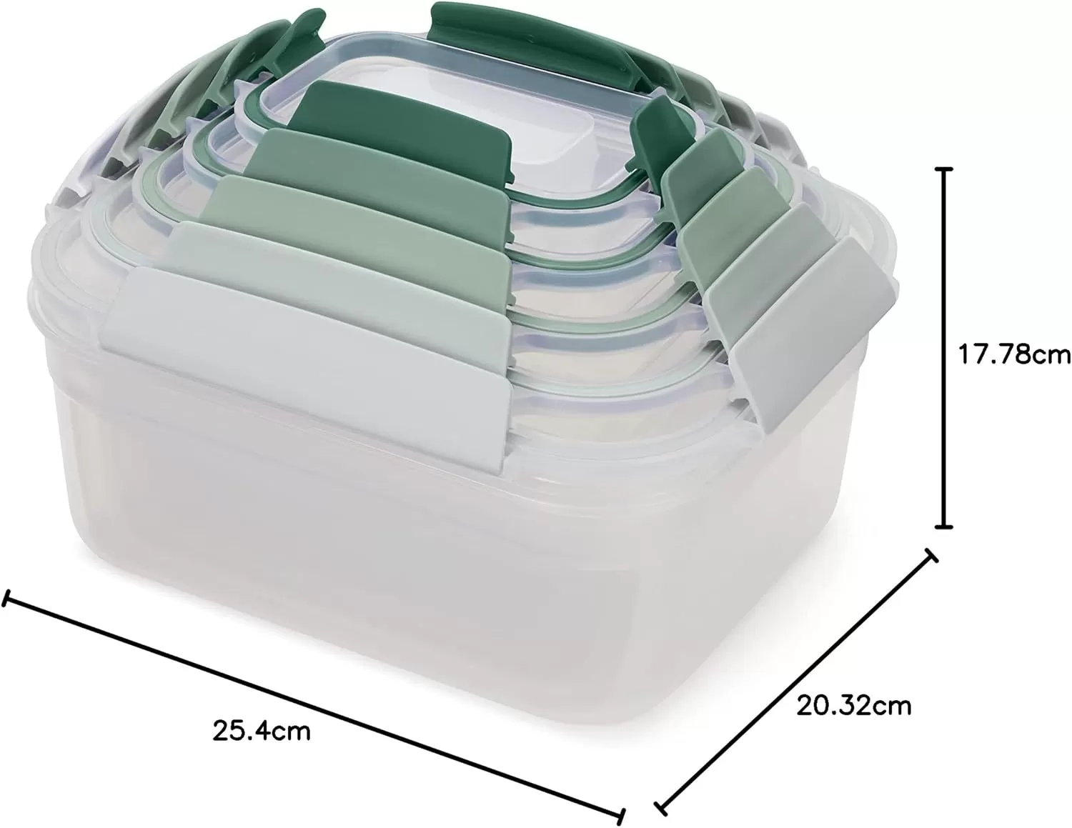 imageJoseph Joseph Nest Lock 5 Piece Plastic Food Kitchen Storage Container set with lids Leak Proof Airtight Space Saving BPA free MulticolourGreen
