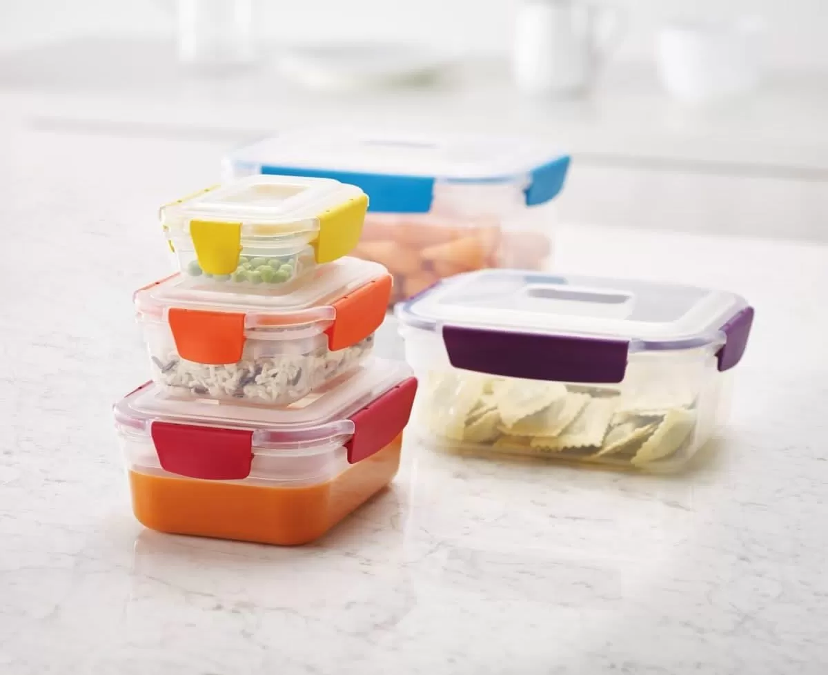 imageJoseph Joseph Nest Lock 5 Piece Plastic Food Kitchen Storage Container set with lids Leak Proof Airtight Space Saving BPA free MulticolourMulticolour