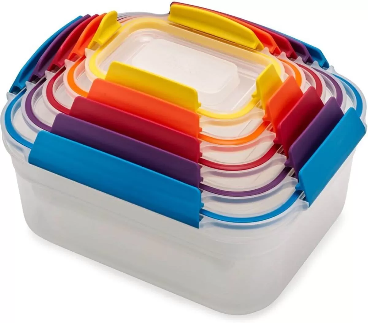 imageJoseph Joseph Nest Lock 5 Piece Plastic Food Kitchen Storage Container set with lids Leak Proof Airtight Space Saving BPA free MulticolourMulticolour
